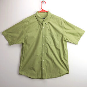 Eddie Bauer Mens Large Green Short Sleeve Button Up Shirt Relaxed Fit